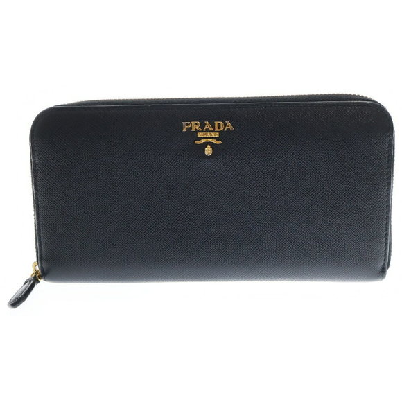 Prada Saffiano Zip Long Wallet Black Leather - Picture 1 of 5